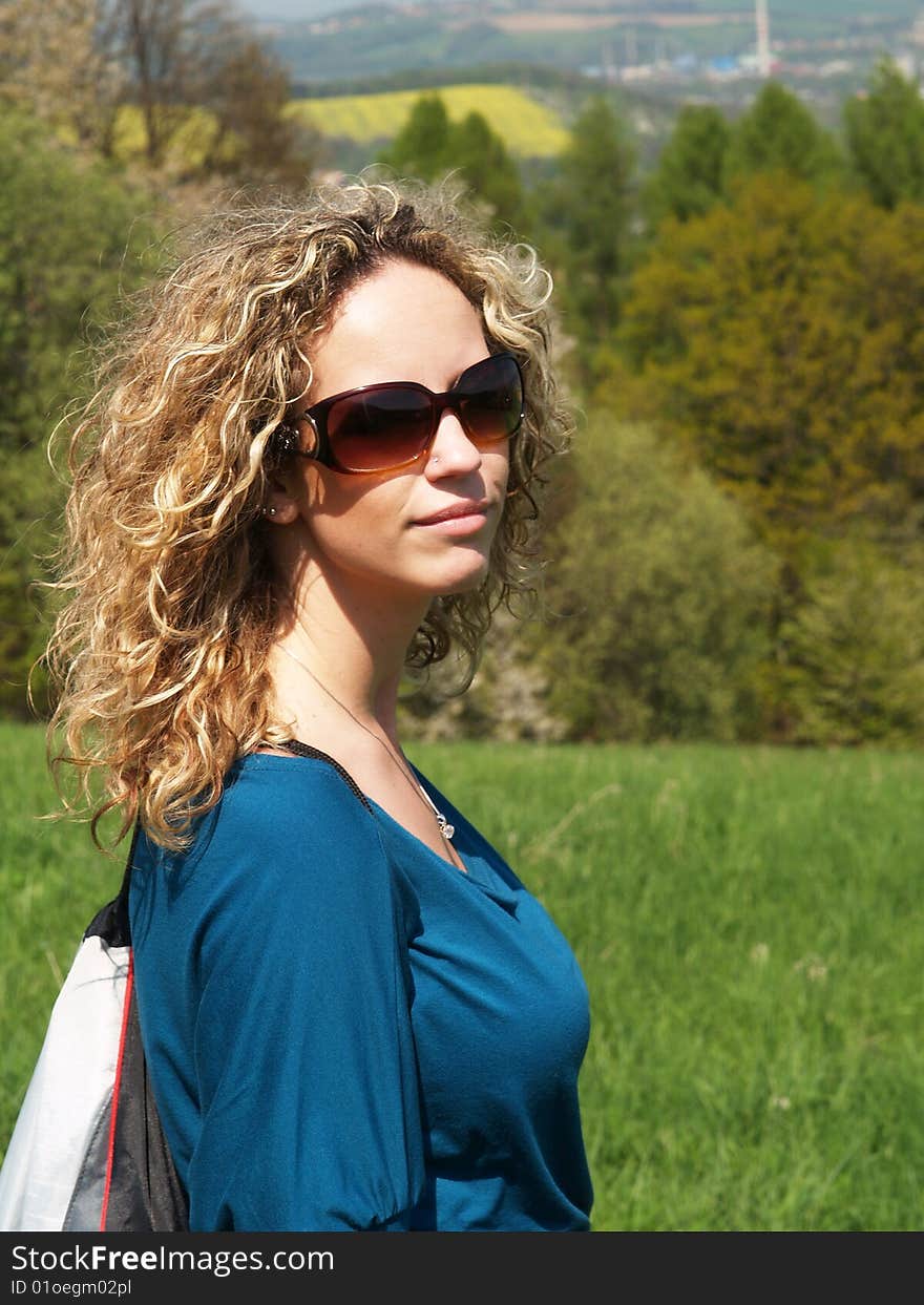 Curly Girl With Sunglasses