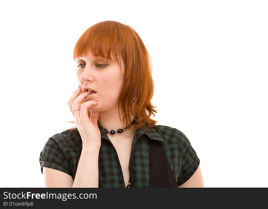 Woman on a white background