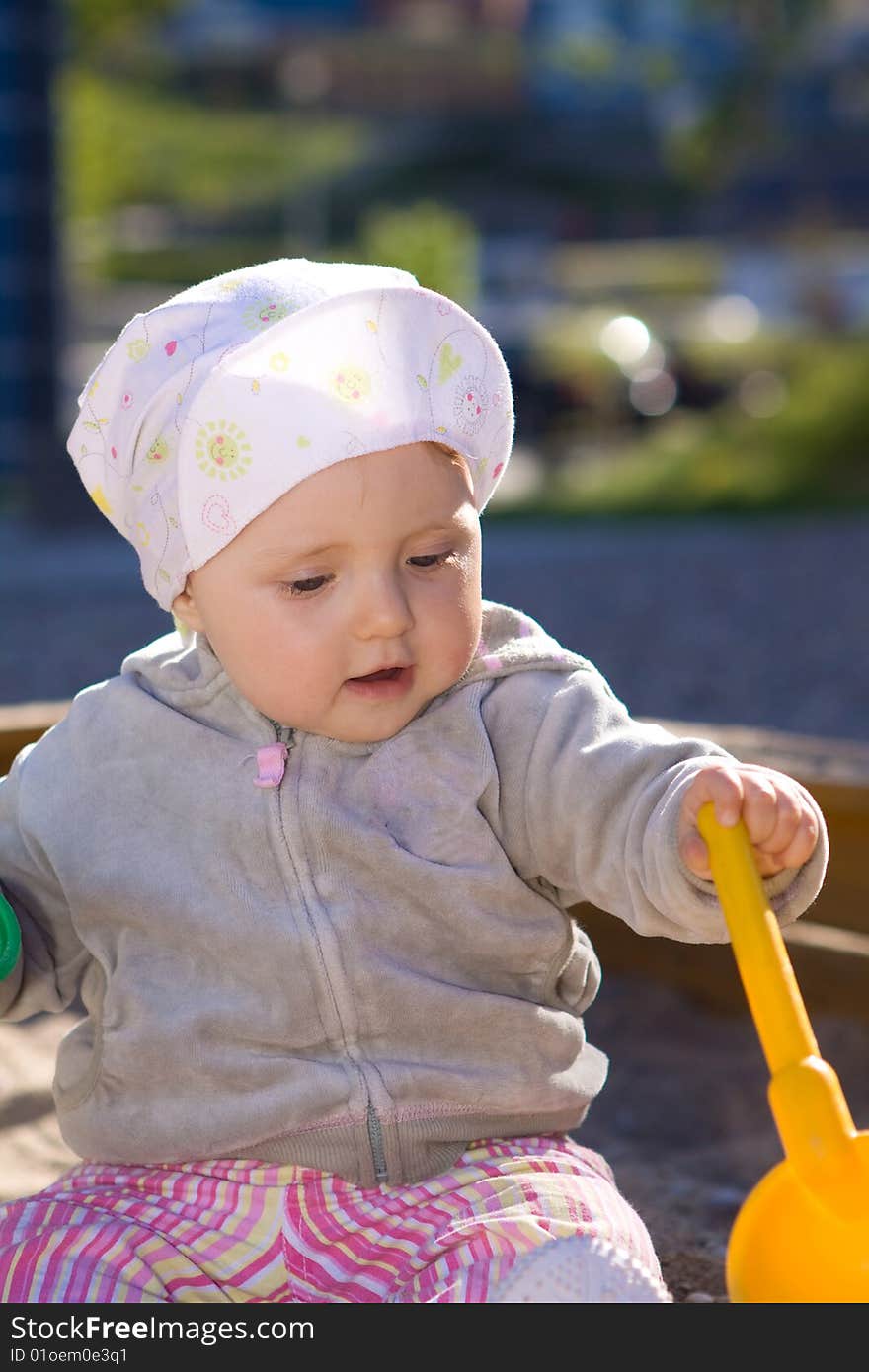 Sweet baby having fun outdoor