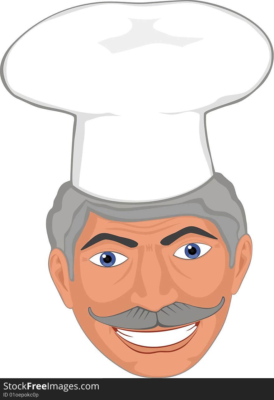 Chef smile. Head only. Isolated object