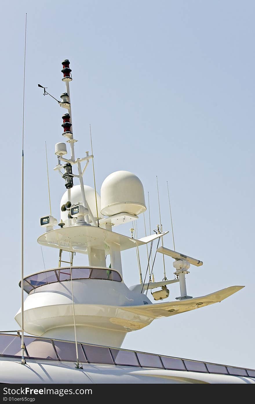 Details of the radar of a yacht. Details of the radar of a yacht