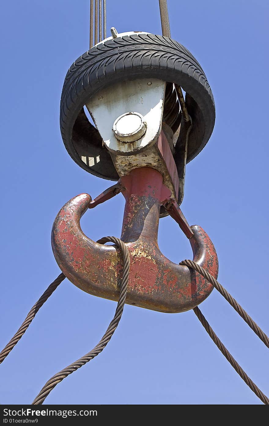 Details of the hook of a crane, the port of Trieste