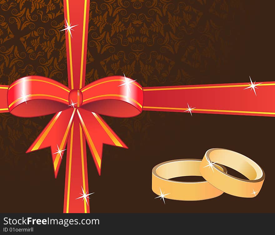 Ribbon and rings on the abstract background