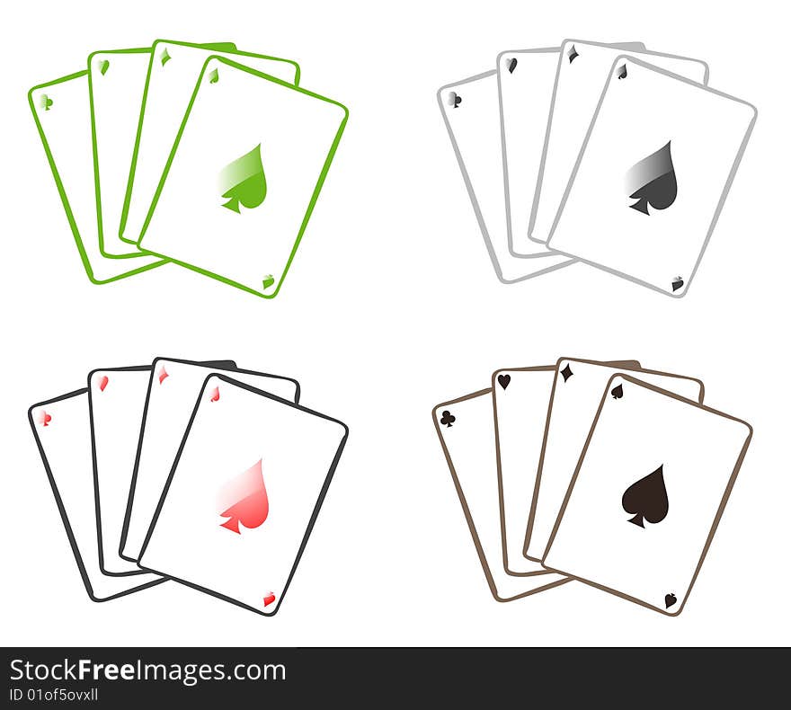 Group of playing cards  on white