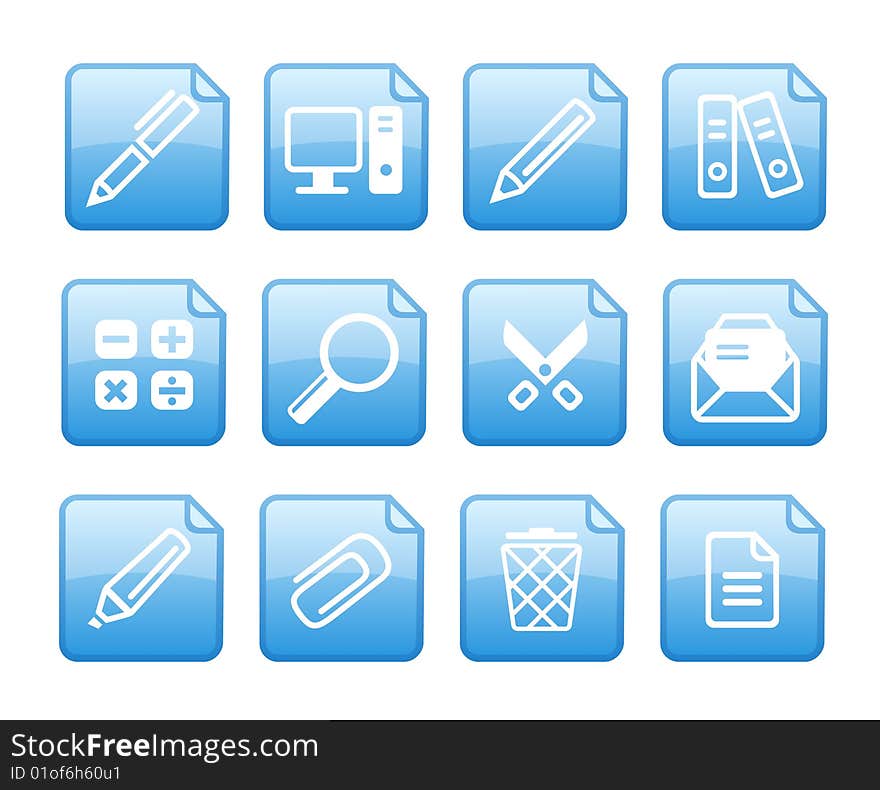 Set of icons on an office theme.