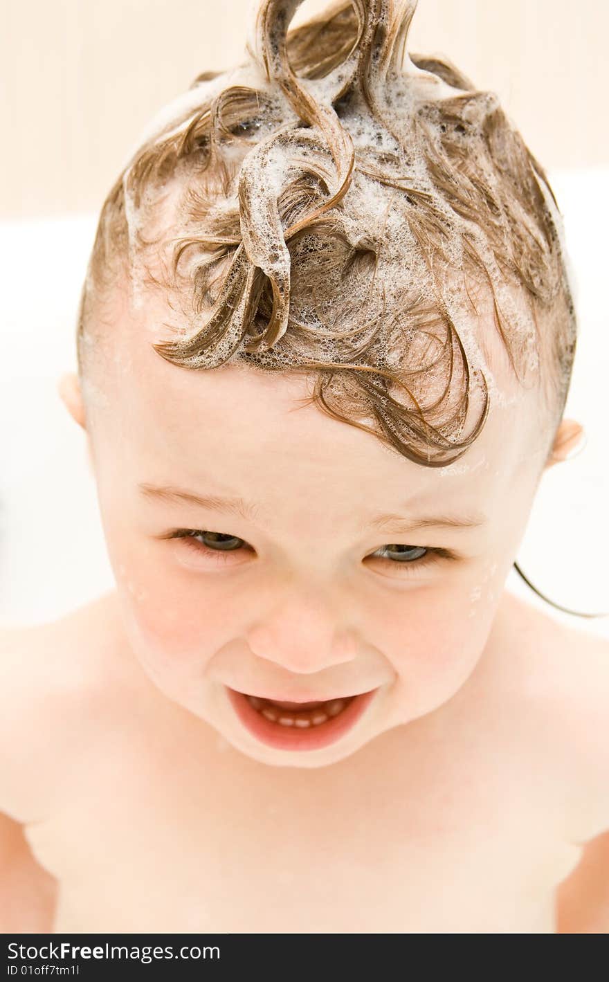 Sweet toddler baby girl in bath. Sweet toddler baby girl in bath