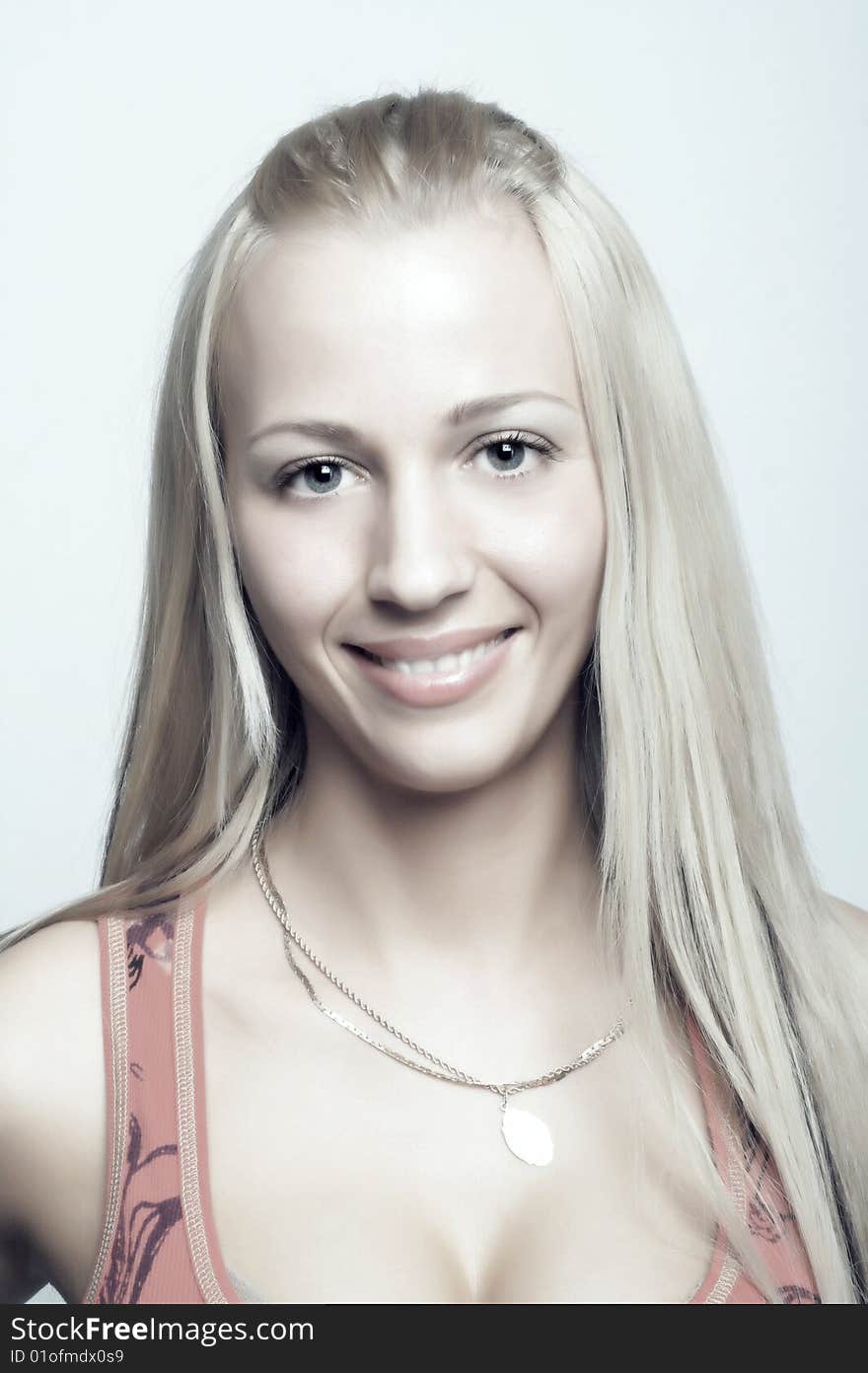 Young woman with long blonde hair.