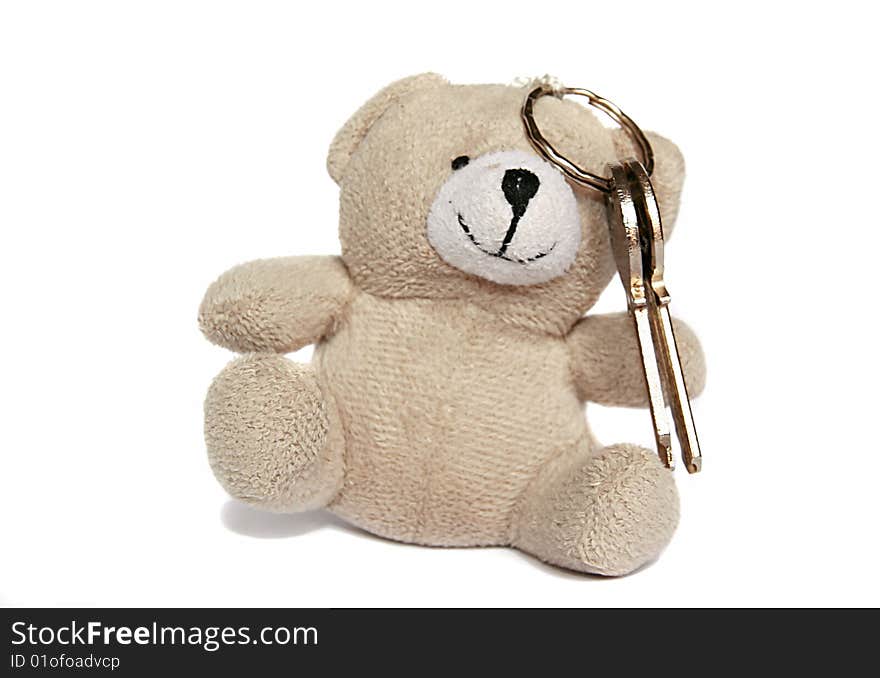 An image of a keyholder with a bear shape over white. An image of a keyholder with a bear shape over white