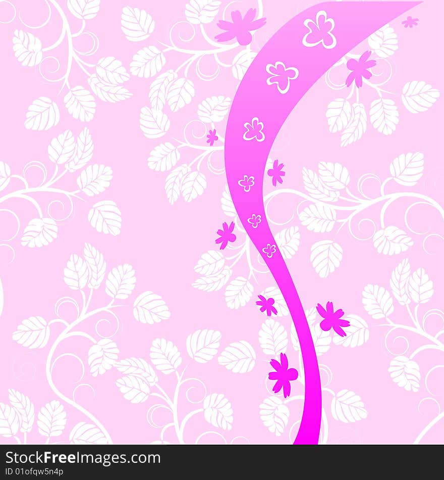 Pink floral background, vector illustration