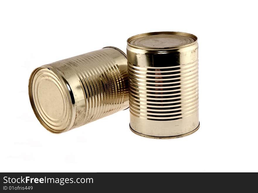 Metal cans on a white background