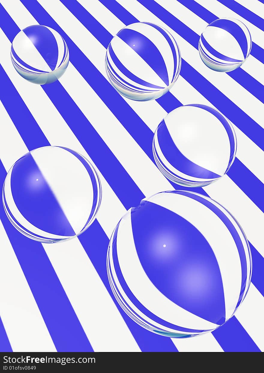 Glass globes distort striped surface. Glass globes distort striped surface.