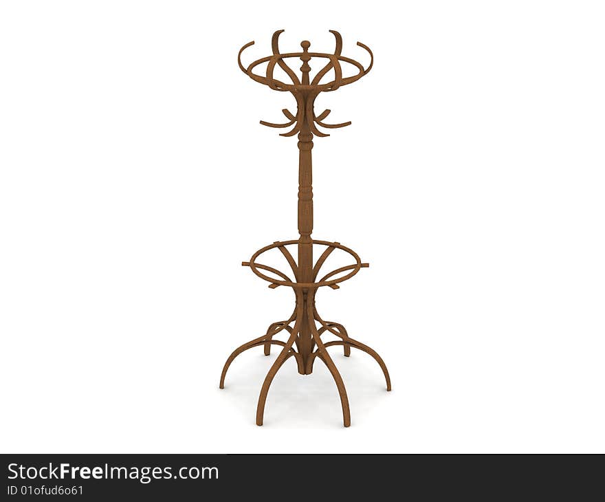 Digital render of a bentwood clothes stand