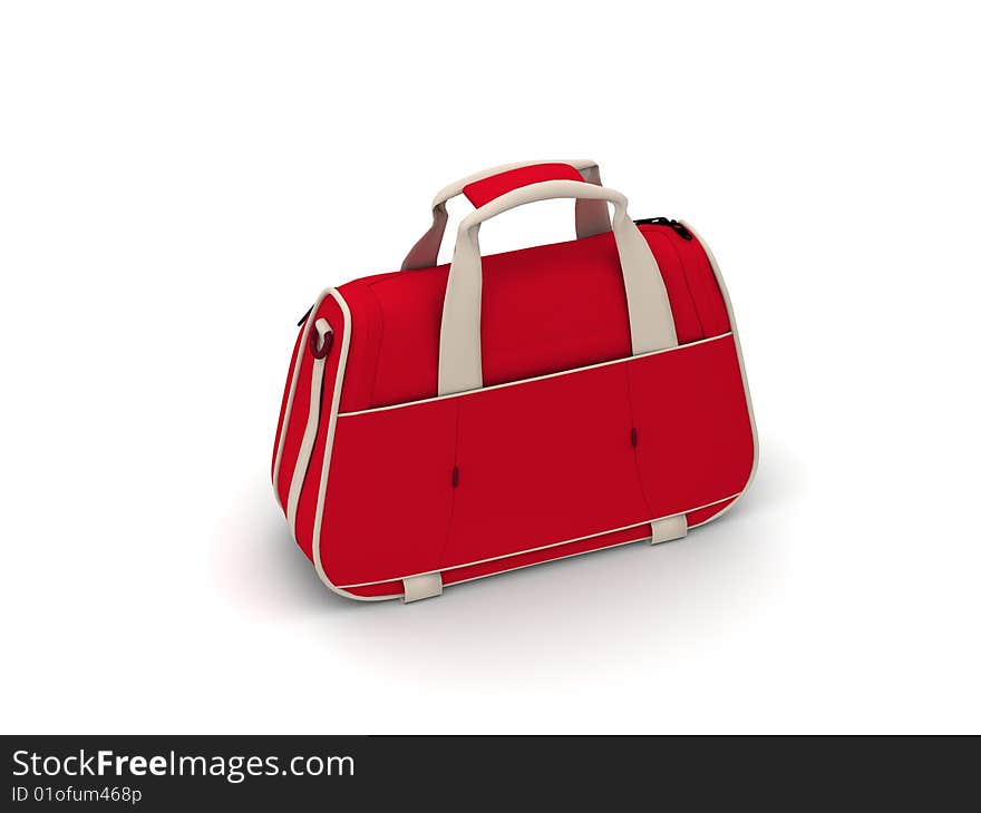 Digital render of a red bag isolated on white