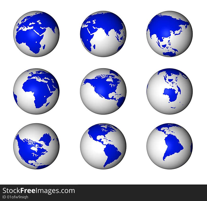 3d Earth from different perspectives