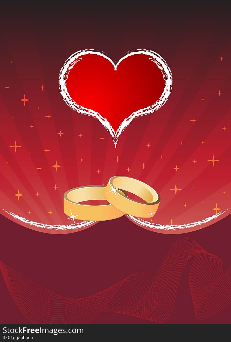 Red heart and rings