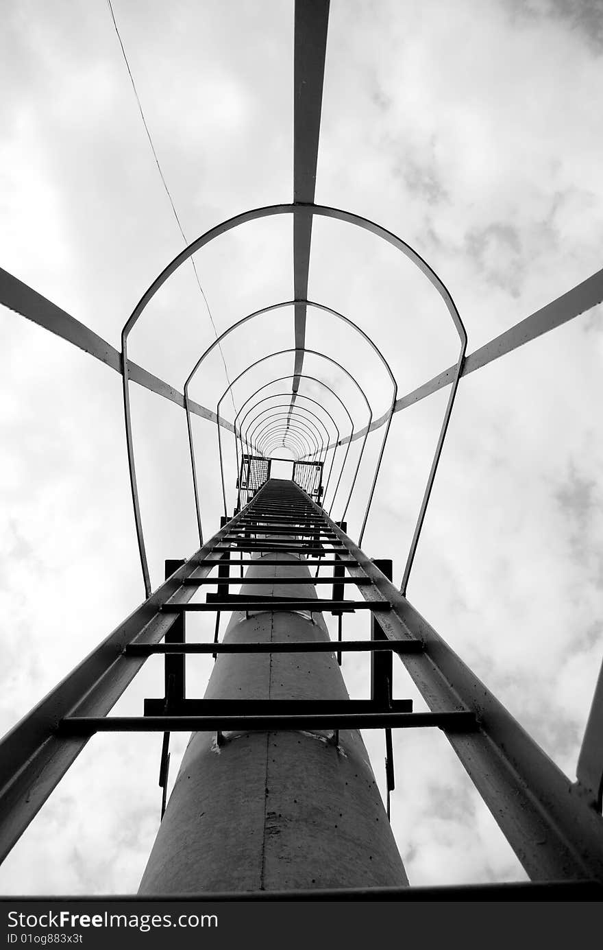 Ladder. black and white image.