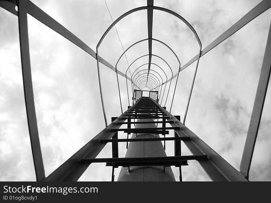 Ladder. black and white image.