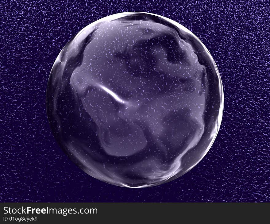 Transparent glass ball placed on velvet tissue