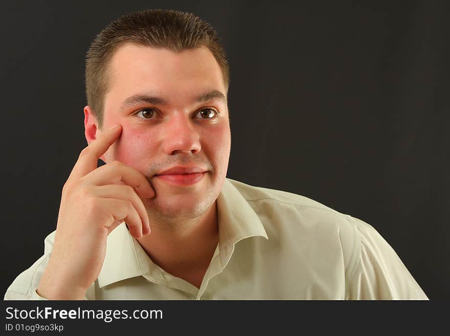 Fashion male portrait on black background. Fashion male portrait on black background