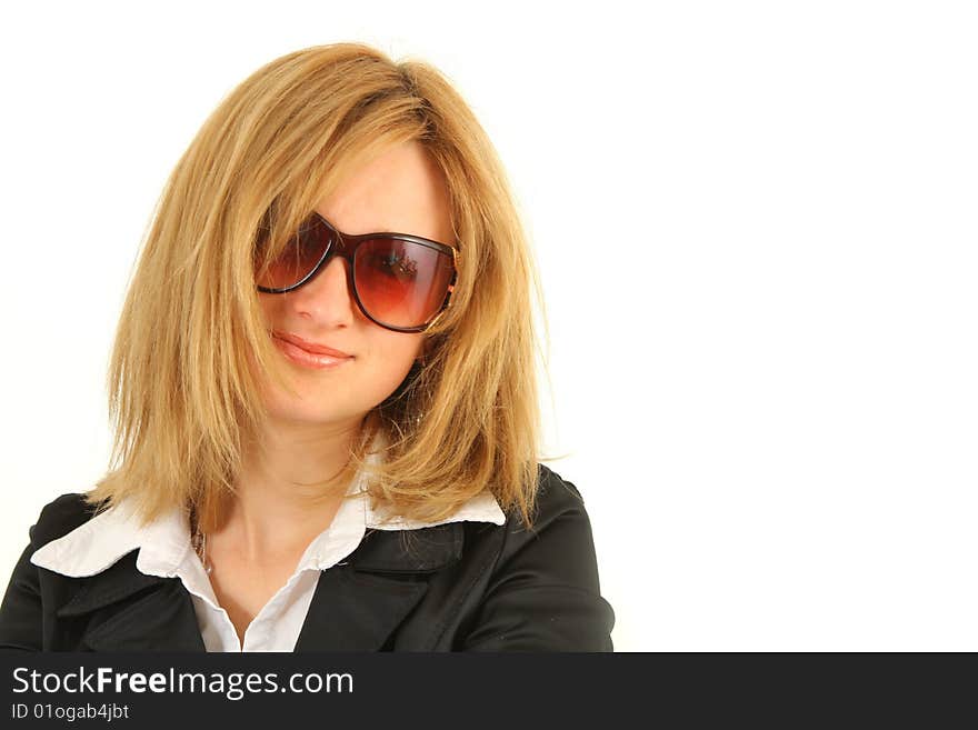 Studio of a  beautiful smiling successful young business woman