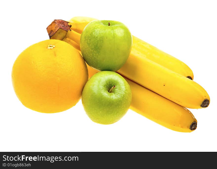 Close-up fresh fruits isolated on white background