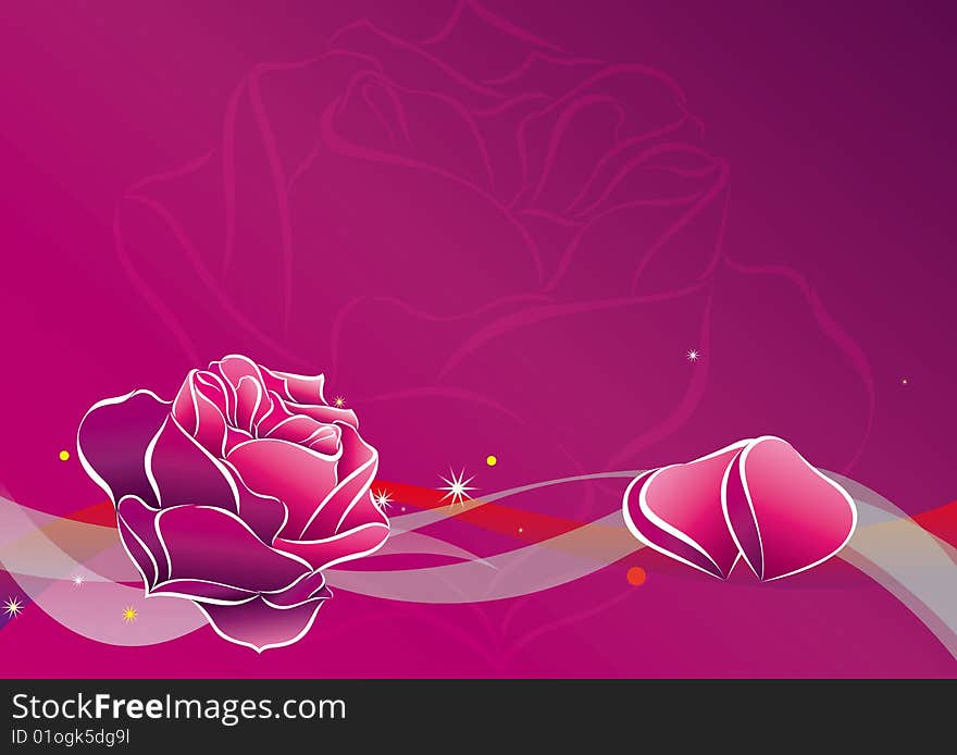 Purple background and the roses