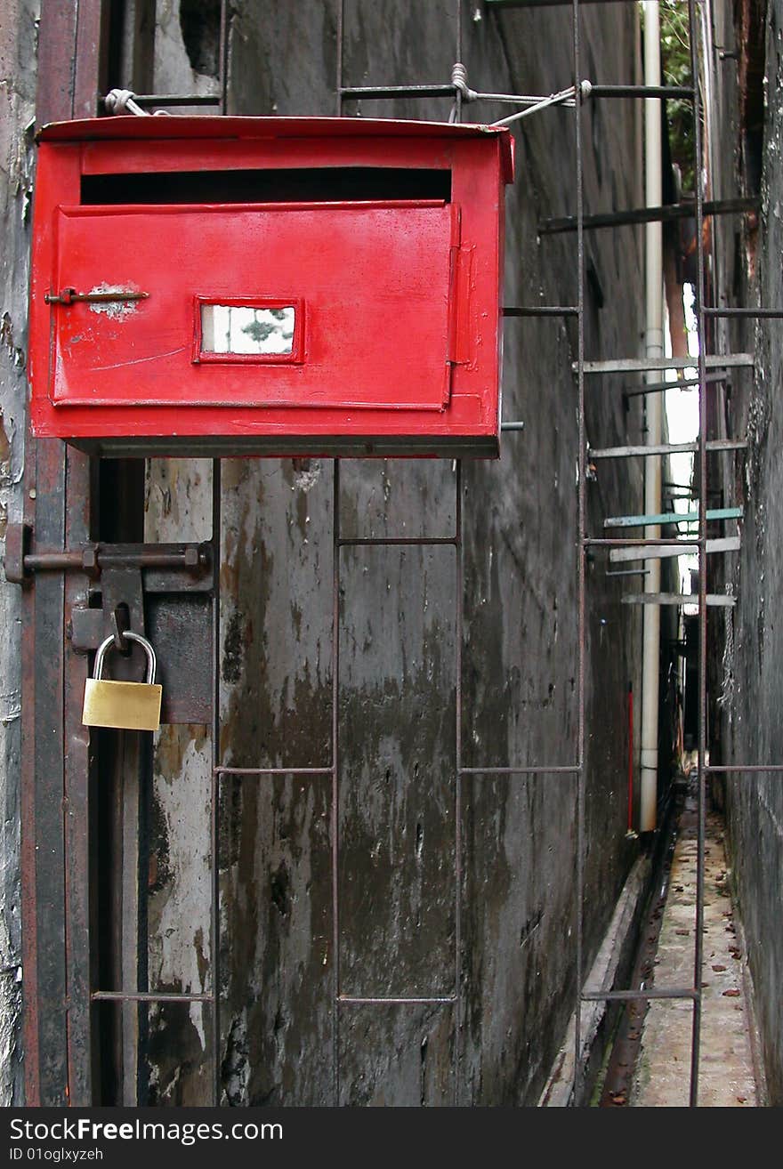 Red Mail Box And Lock