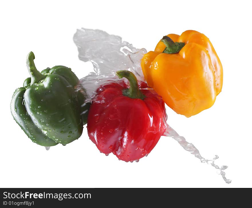 Colour pepper is isolated on a white background. Colour pepper is isolated on a white background