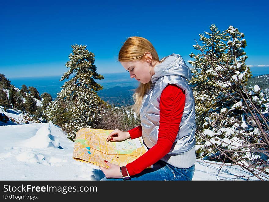 Young girl in the mountains