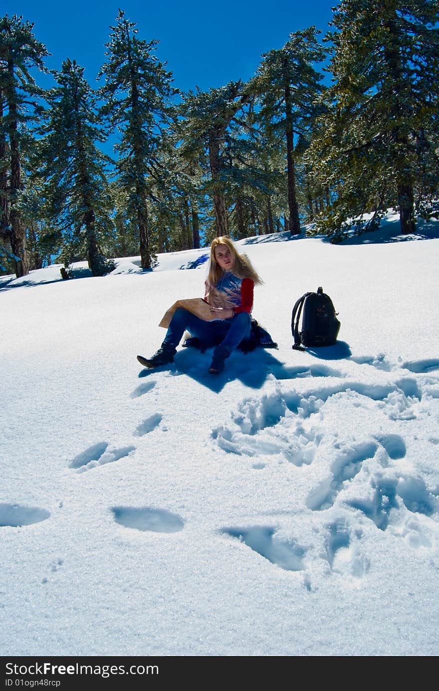 Young girl in the mountains