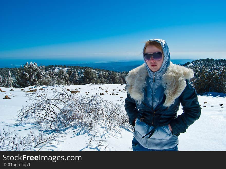 Young girl in the mountains