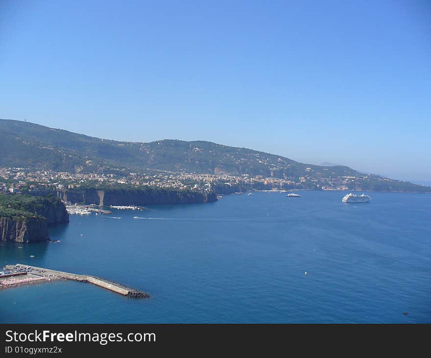 Shoreline cliffs & beaches on the coast of the Tyrrhenian Sea at Amalfi, Italy. Shoreline cliffs & beaches on the coast of the Tyrrhenian Sea at Amalfi, Italy