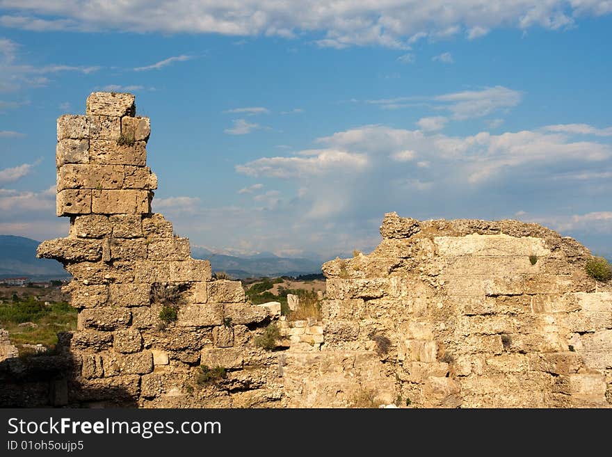 Ruins of ancient stone fortification