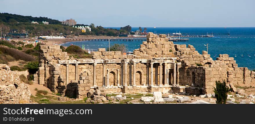 Ruins of ancient town, roman columns