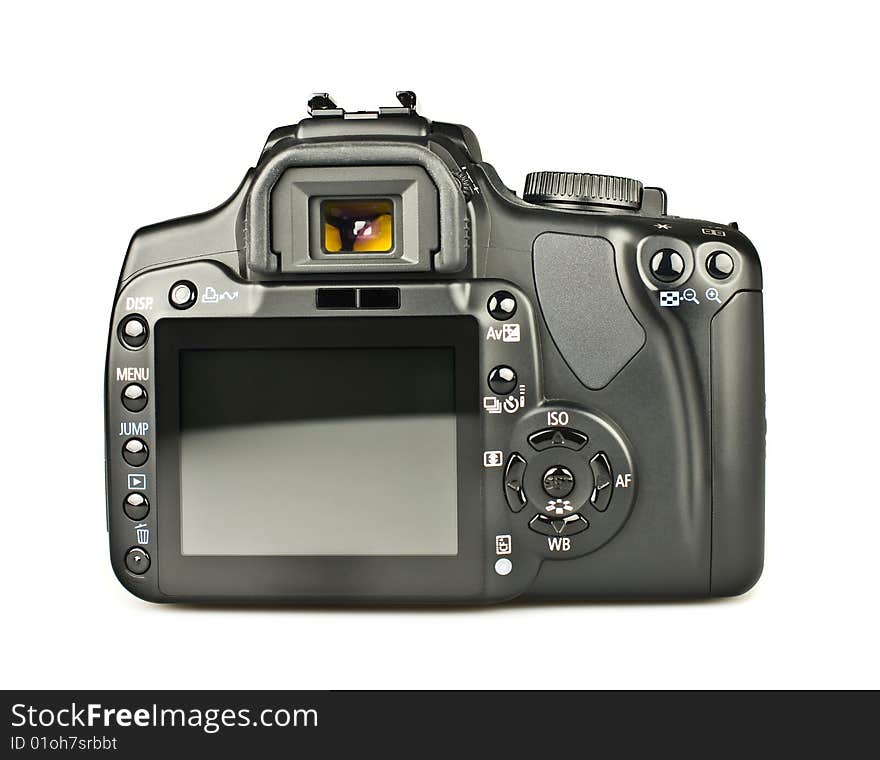 The back of a DSLR with a blank screen. The back of a DSLR with a blank screen.