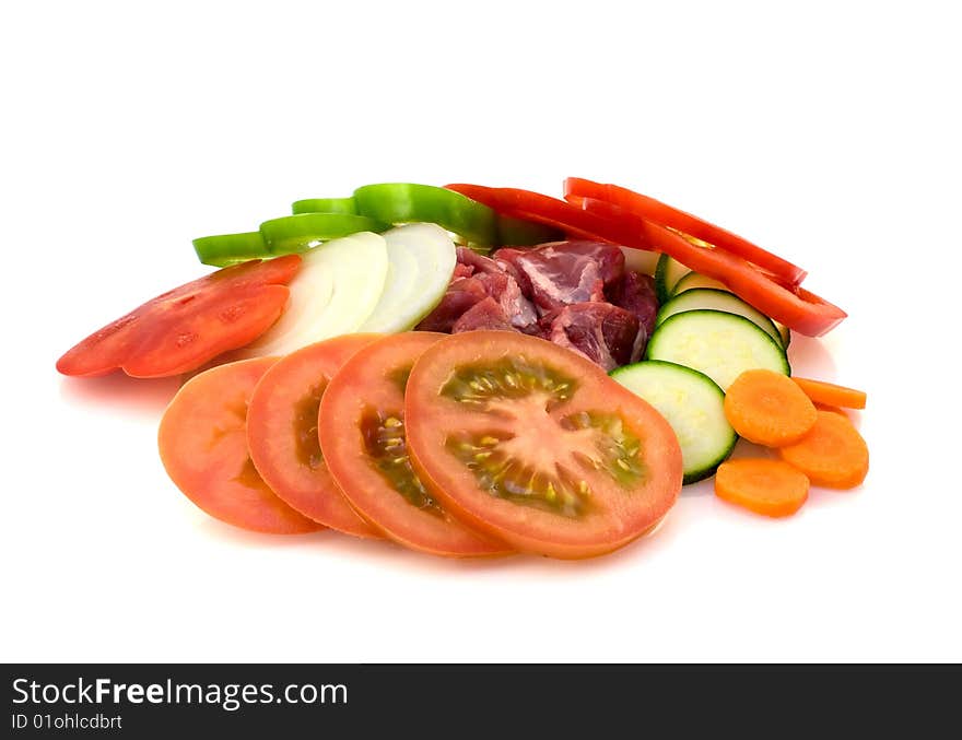 Meat covered with different vegetables. Meat covered with different vegetables