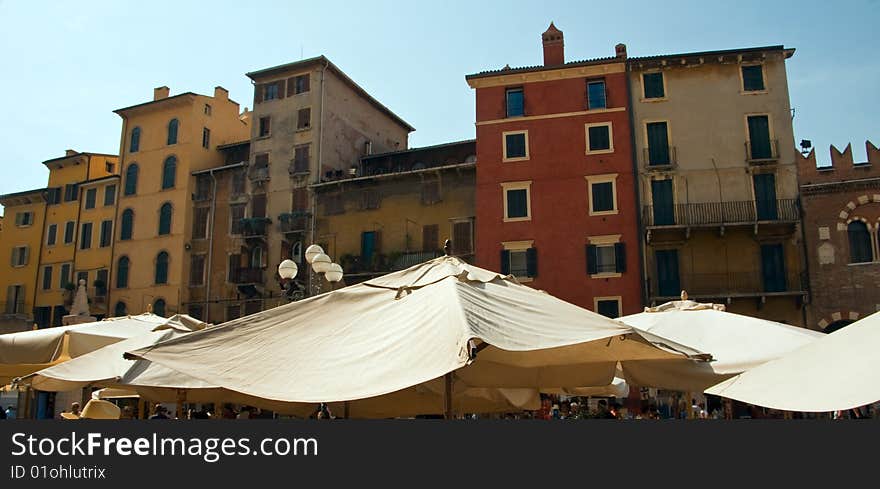 The famous Piazza delle Erbe in Verona Italy