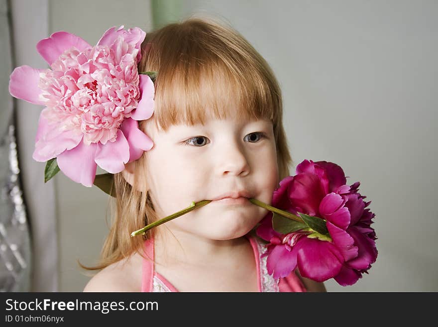 Little girl with pions