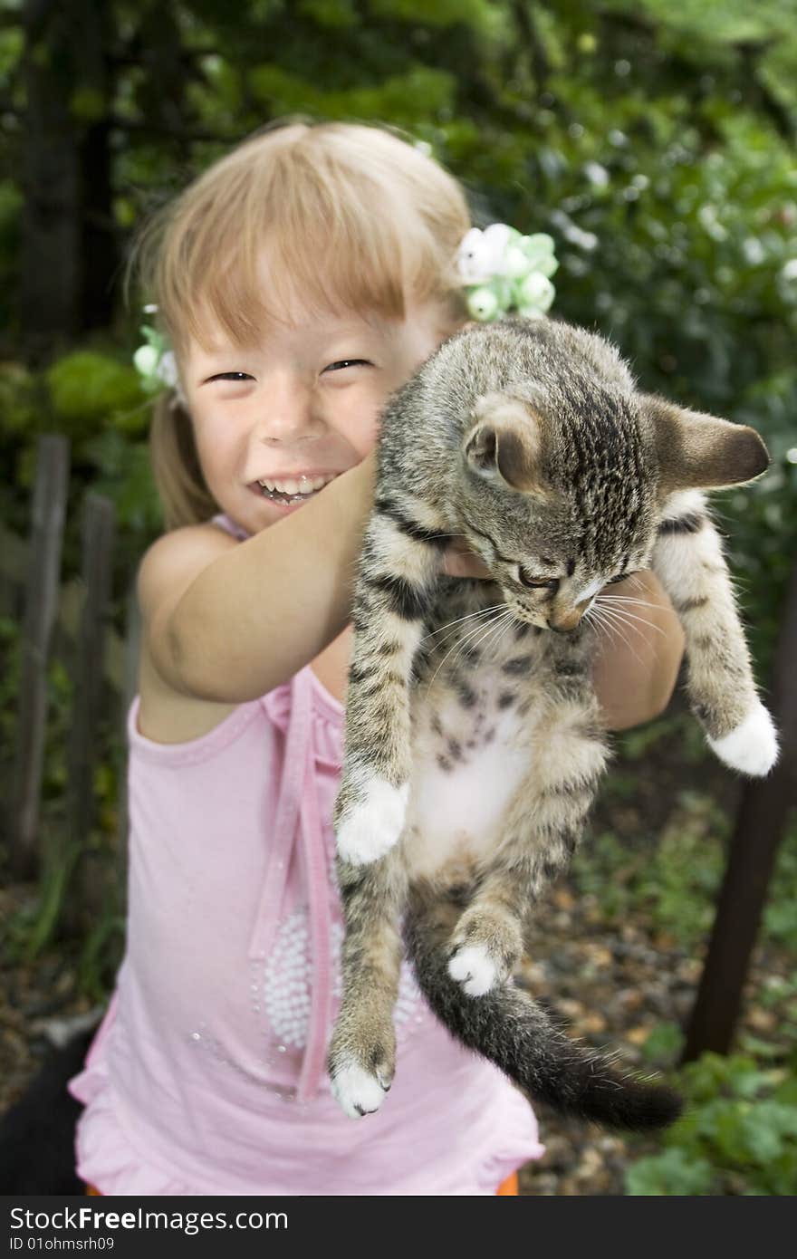 Girl with kitten