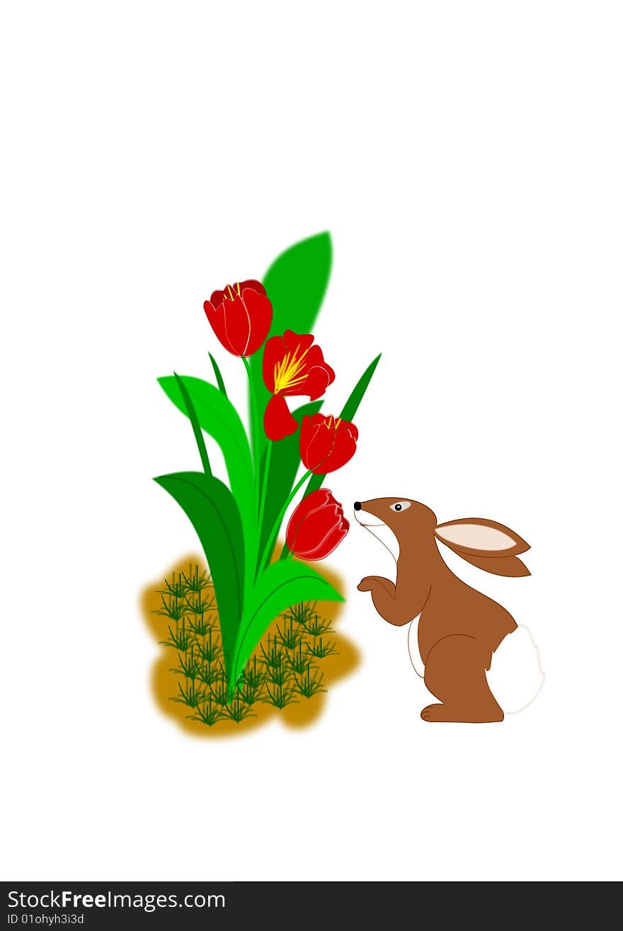 Hare and flowers