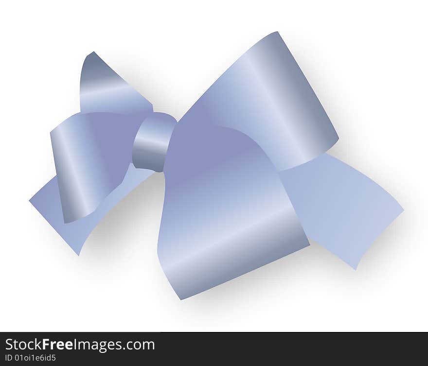 Blue ribbon, bow on white background. Blue ribbon, bow on white background