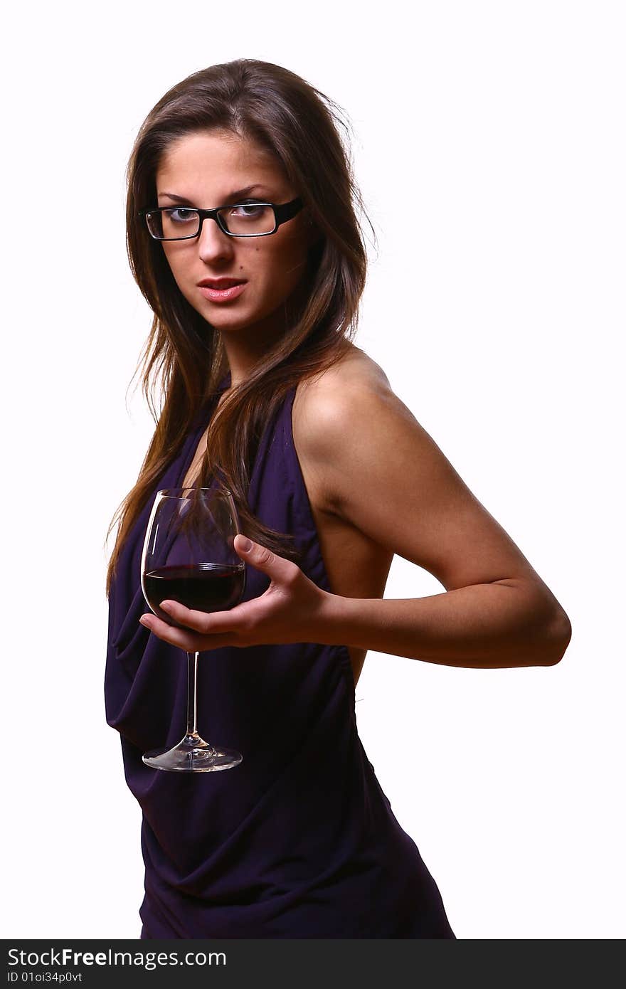 Woman eith wine glass g