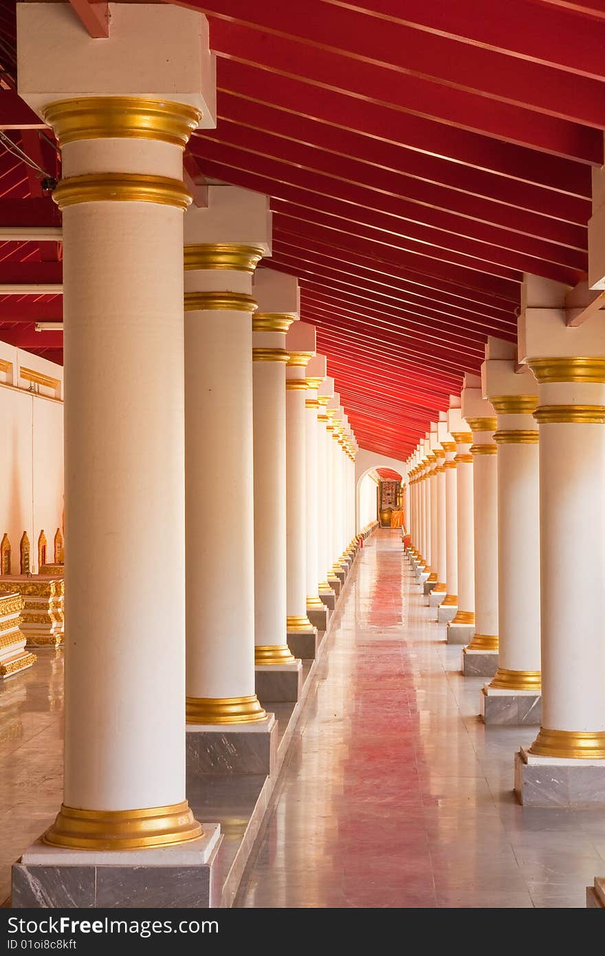 Walkway in pavilion of Buddhist temple