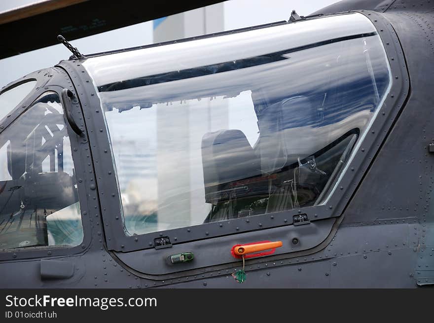 Cockpit of military helicopter