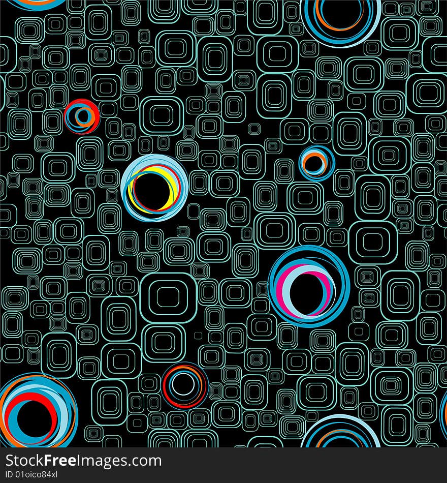 Seamless background from circles and squares.