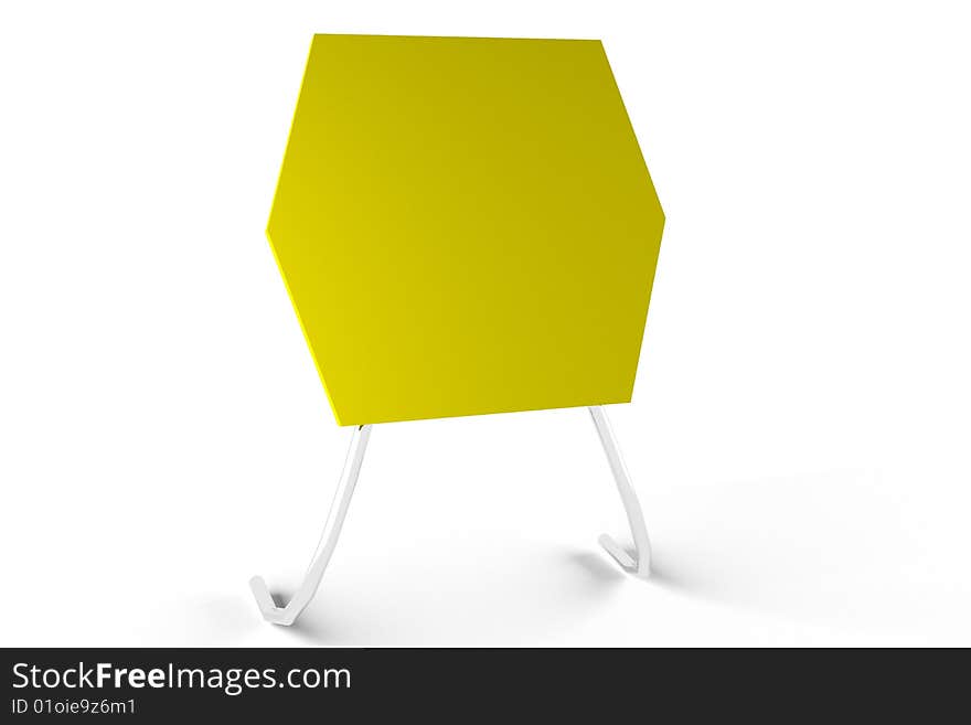 Road sign - a yelloww hexogon on white