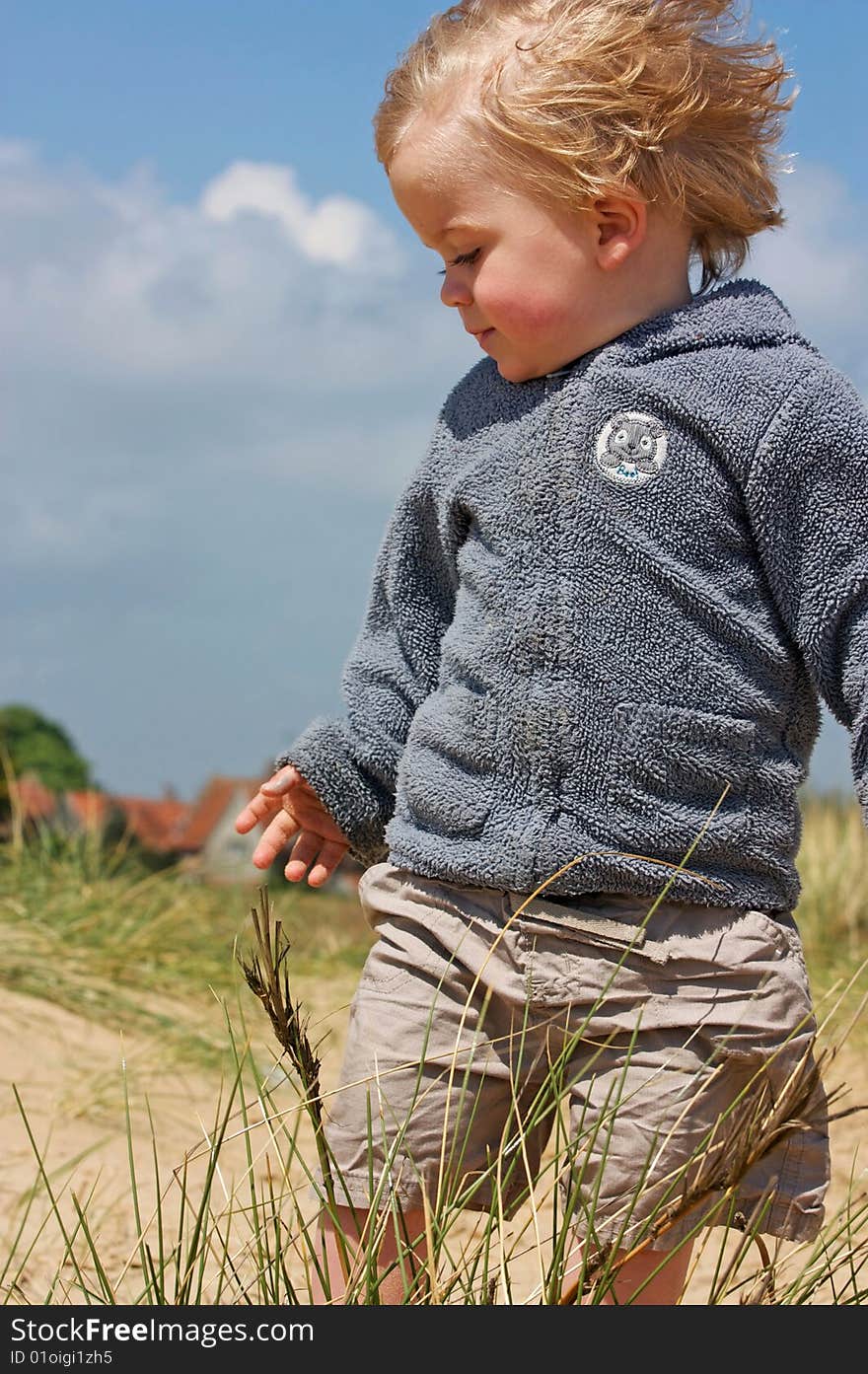 Close up of boy in dunes