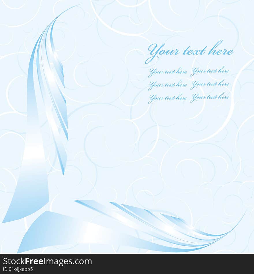 Light blue greeting card with curls