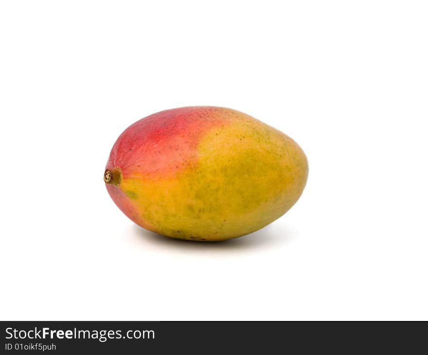 Red and yellow mango on white background, isolated