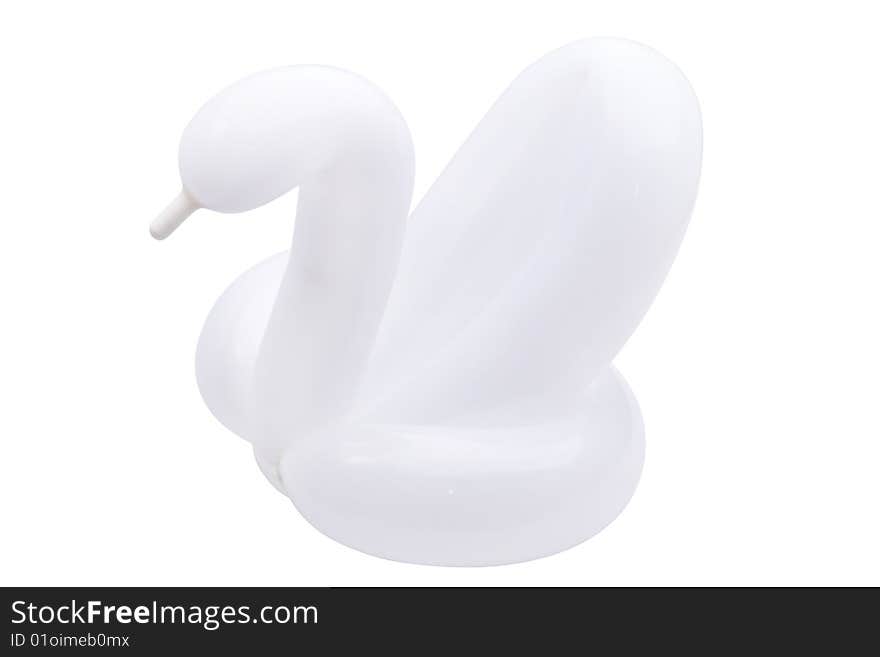 White balloon swan on  shite background for celebrating, fun, anniversary. White balloon swan on  shite background for celebrating, fun, anniversary